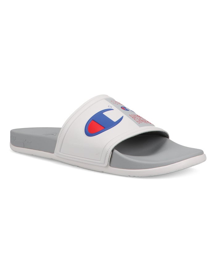 Champion Mens Slides NZ - Ipo Squish White/Grey ( 1934-QPBWT )